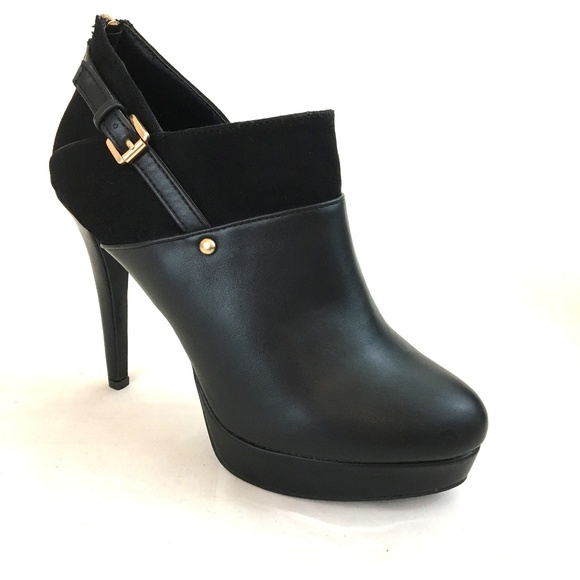 Hot Tomato Shoes - Hot Tomato Platform Stiletto Zip & Buckle Bootie